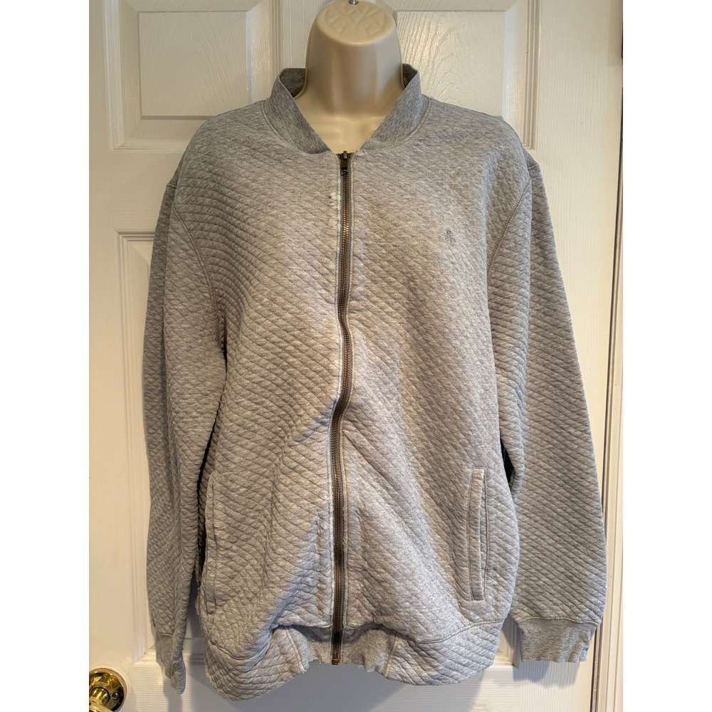 Original Penguin Mens Gray Quilted Bomber Full Zip Jacket Heather Gray L